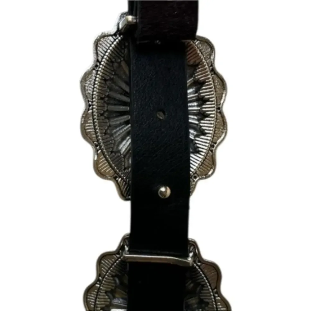 Haute Hippie Cow Print Silver and Turquoise Chain Concho Belt New